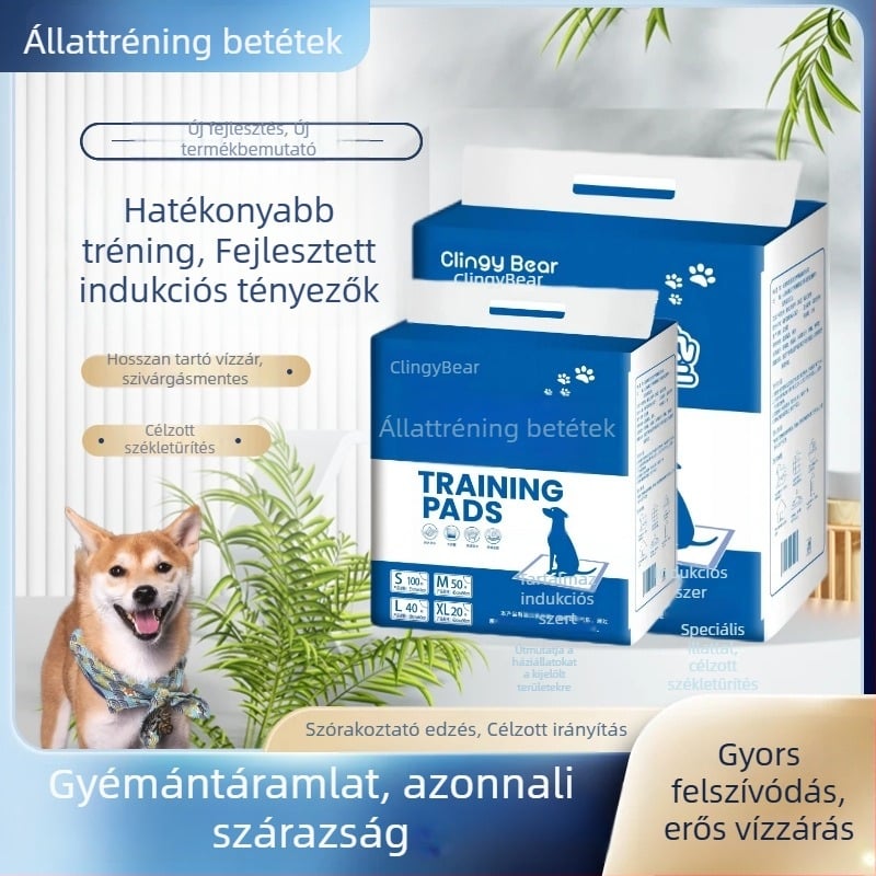 Klingbell Állat-ürülés alátét, egyszer használatos nedvesség-abszorber, csomag 100 db, Anyagok: nem szőtt textil; víz-abszorbeáló polimer; PE film