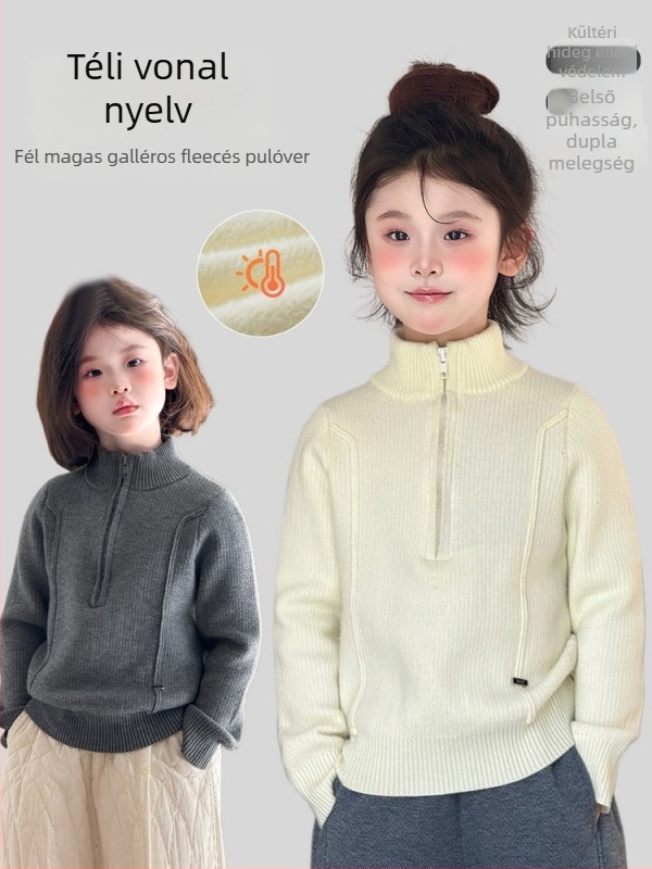 Gyerek pulóver Koreai stílus Nylon/Poliamid Vastagított kivitel Kerek nyakú