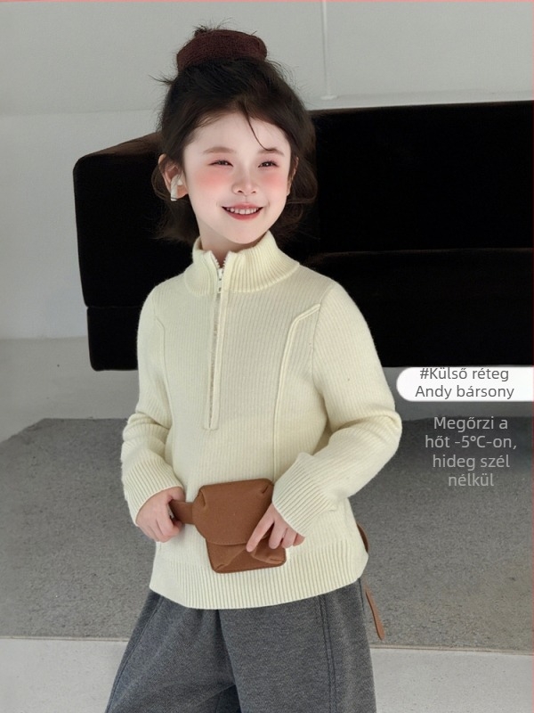 Gyerek pulóver Koreai stílus Nylon/Poliamid Vastagított kivitel Kerek nyakú