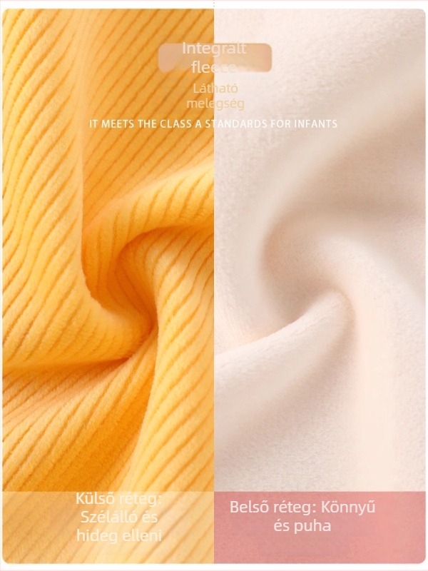 Baba melegítő felső fleece bélésével – 95% poliészter, 5% spandex – kerek nyak – téli uniszex alapréteg