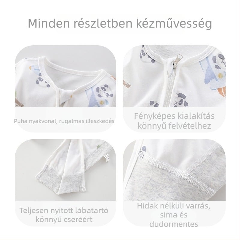 Egy darabos babahálózsák külön lábakkal, 100% pamut anyagból és töltetből, 1–3 év közöttieknek, tavasz–ősz, cartoon mintával