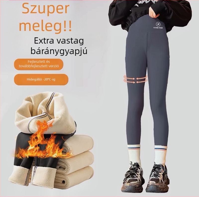 Lányoknak készült cápa-stílusú nadrág téli fleece-béléses, magas derekú, hosszú nadrág Nylon/Spandex 76/24