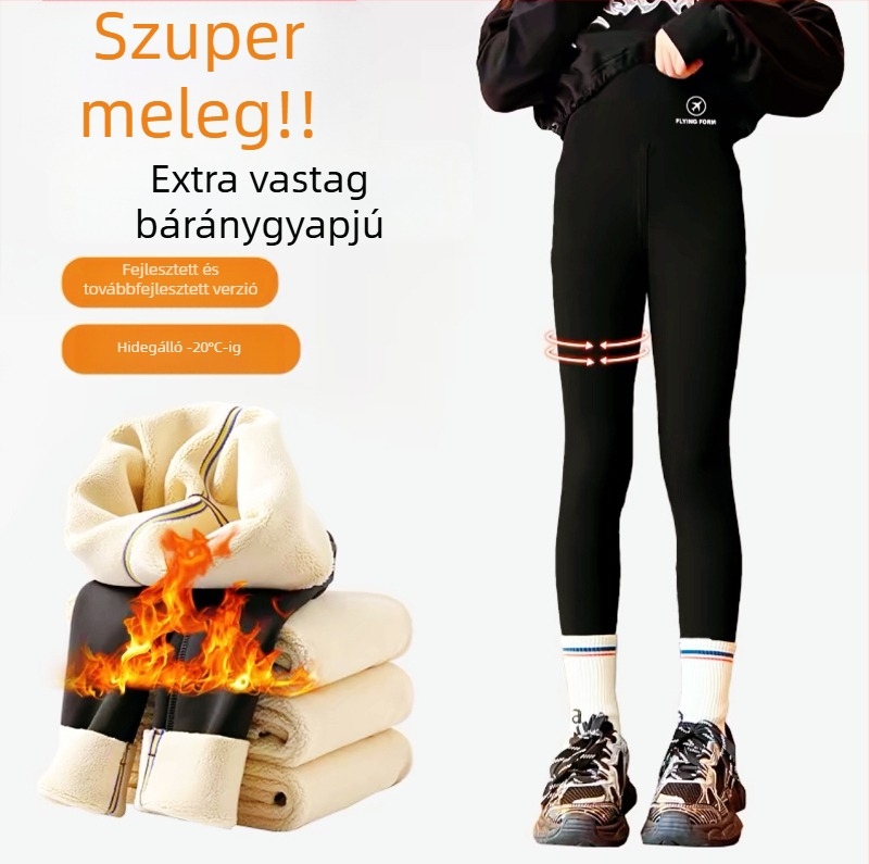Lányoknak készült cápa-stílusú nadrág téli fleece-béléses, magas derekú, hosszú nadrág Nylon/Spandex 76/24