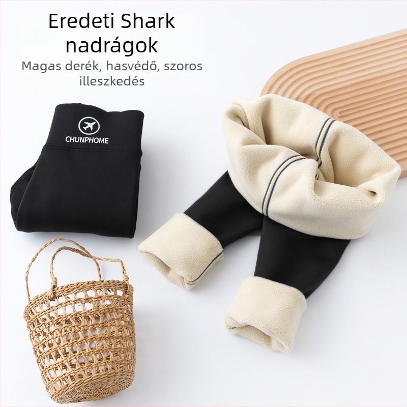 Lányoknak készült cápa-stílusú nadrág téli fleece-béléses, magas derekú, hosszú nadrág Nylon/Spandex 76/24