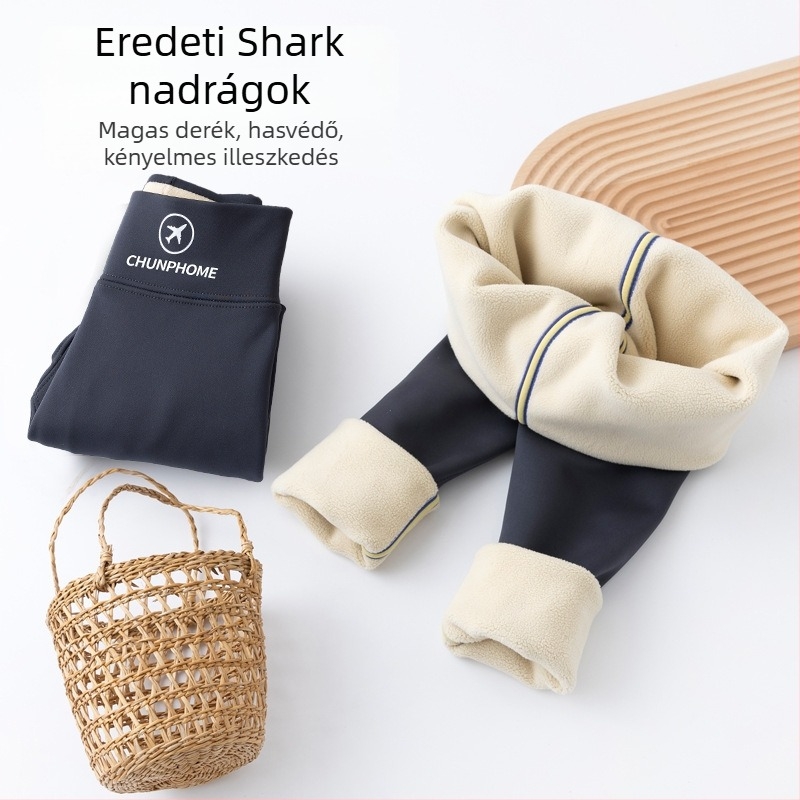 Lányoknak készült cápa-stílusú nadrág téli fleece-béléses, magas derekú, hosszú nadrág Nylon/Spandex 76/24