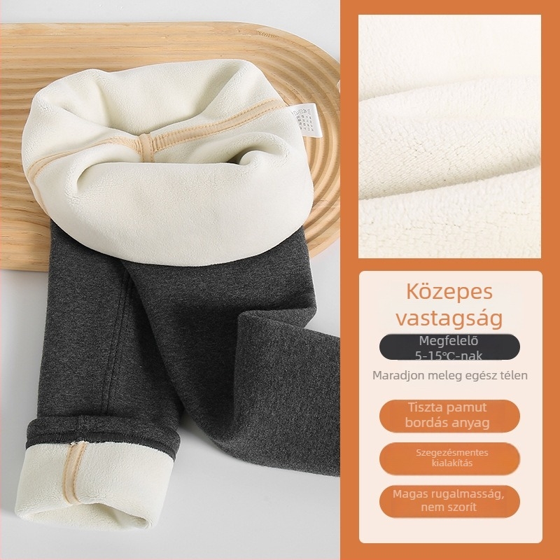 Lányok téli fleece-béléses nadrág, elasztikus derekú, 95% pamut, 3–8 éveseknek