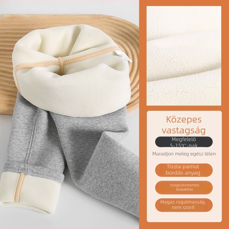 Lányok téli fleece-béléses nadrág, elasztikus derekú, 95% pamut, 3–8 éveseknek