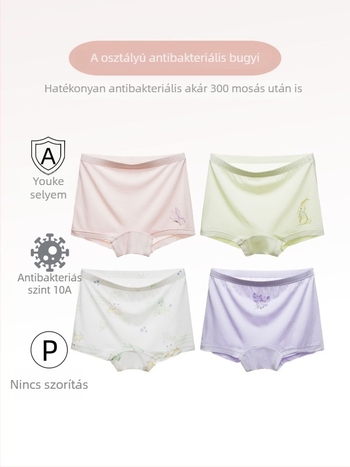 Lányoknak készült antibakteriális alsónemű, Class A, vékony boxer-alsó, 3-8 éveseknek, 92,9% regenerált cellulóz rostból, Warm Bud