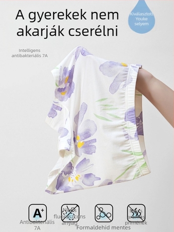 Lányoknak készült antibakteriális alsónemű, Class A, vékony boxer-alsó, 3-8 éveseknek, 92,9% regenerált cellulóz rostból, Warm Bud