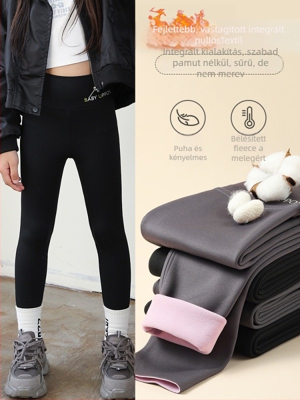 Lány Shark nadrág fleece béléssel, magas derekú, nylon/poliamid anyagból, őszi-téli szezonra