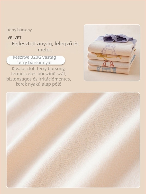 Gyermekek számára készült meleg, fleeces belsővel ellátott otthoni ruházati készlet, uniszex, állatmintás, őszi-téli, laza pulóver stílus, viszkóz 67%