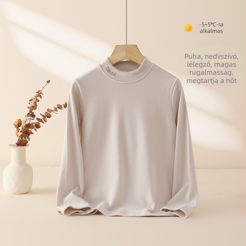 Nagykorú gyermekek meleg alapszövet felső — biztonsági osztály A, anyag: 40% regenerált cellulózrost, 27% akril, 26% pamut, 7% elasztán, félmagas gallér, kapucni nélkül, 8+ éveseknek