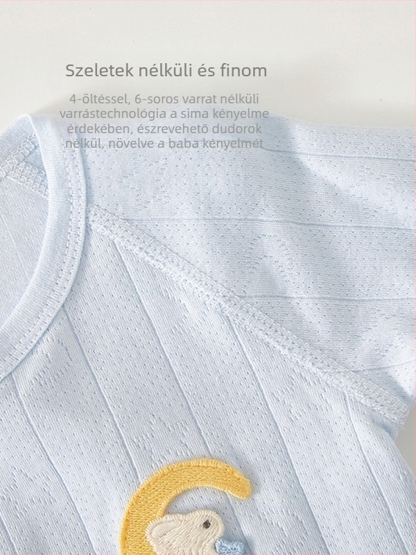 100% pamutból készült újszülött felső, kapucni nélkül, kerek nyakú, 0–12 hónap, puha anyag