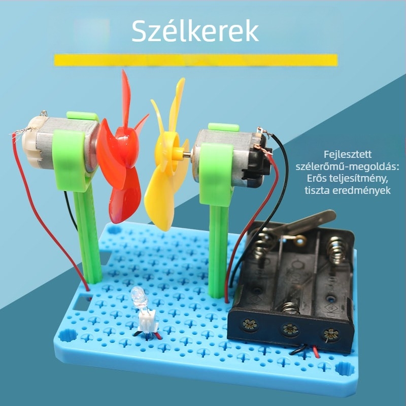 Szél-turbina világító töltő STEM-készlet fiatalok számára – műanyag felépítés, kor 15–35, útmutató videóval, szellemi fejlesztés