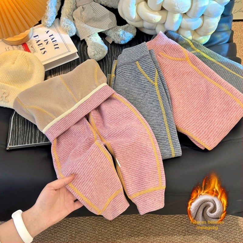 Gyerekek téli fleece nadrág zabpehelyes fleece-szel, 95% poliészter, középmagas derék, uniszex, Biztonság: A osztály