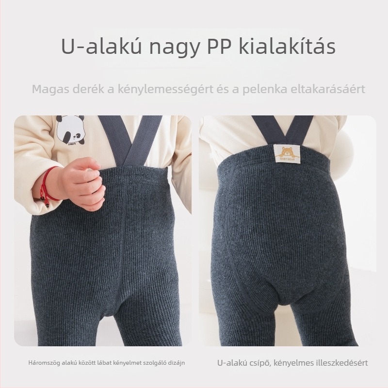 Baba harisnyanadrág vállpántokkal – pamutból, 1–3 éveseknek, egyszínű, tavasz, ősz és télre