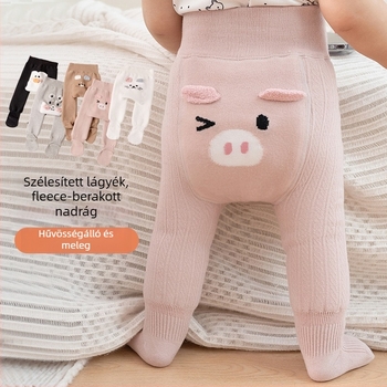 Baba téli fleece-béléses harisnya lányoknak, seamless, poliészter, légáteresztő, 1–3 éves korosztálynak