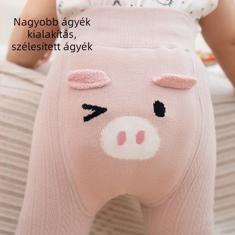 Baba téli fleece-béléses harisnya lányoknak, seamless, poliészter, légáteresztő, 1–3 éves korosztálynak