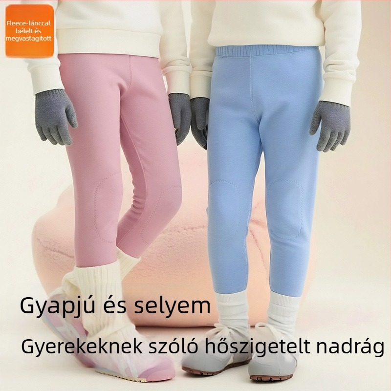 Uniszex téli gyerekek termosz fleece hosszú nadrág, poliészter 92%, elasztikus derékkal
