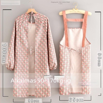 Női vászon kötény hosszú ujjú, foltálló, tartós, konyhai munkaruha