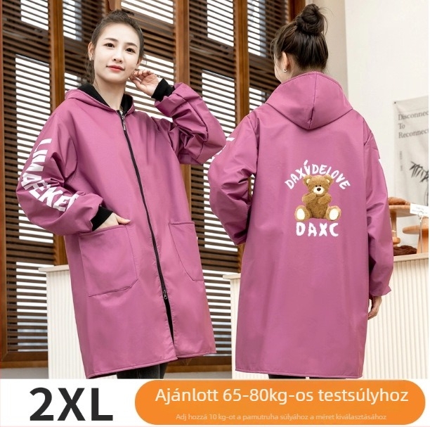 Ujjakkal ellátott vízálló flanel kötény téli viselet, uniszex, állatmintával