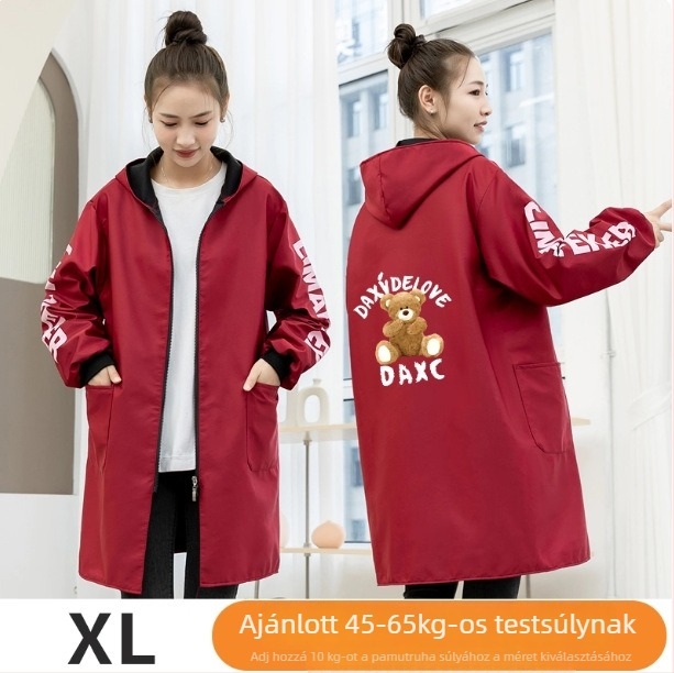 Ujjakkal ellátott vízálló flanel kötény téli viselet, uniszex, állatmintával