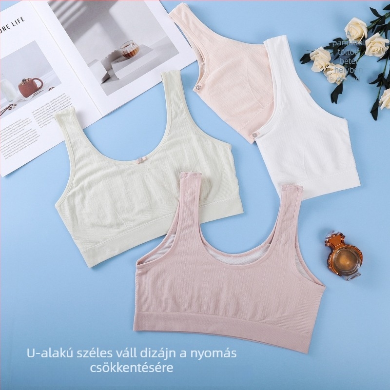 Sima varrás nélküli lányoknak tanktop, 9–13 éveseknek, légáteresztő viszkóz, teljes kosár, rögzített dupla pántok, minden évszakra