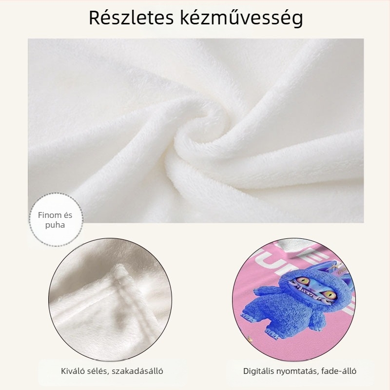 Flanel takaró Cartoon mintával, testreszabható, egész éves használatra, tömege kevesebb mint 300 g