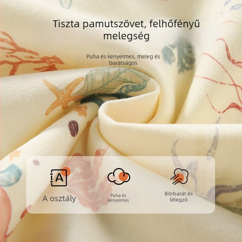 Baba termikus ruházat pamutból, vastagított anyag, állat-mintázat, 0–12 hónapos korcsoportnak, őszi-téli szezonra
