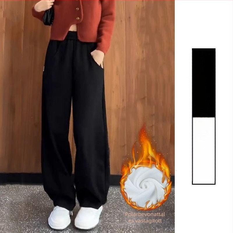 Női gyapjúból készült széles szárú nadrág, hosszú, hétköznapi stílus, elegáns temperamentum