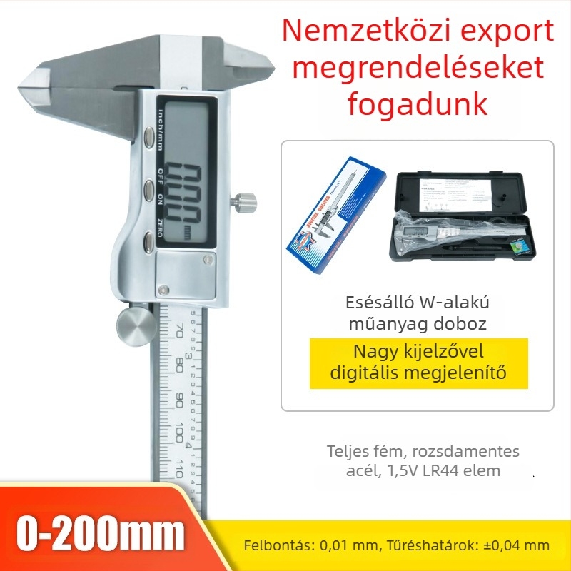 Digitális tolómérő rozsdamentes acélból – elektromos mérőeszköz, nagy pontosságú