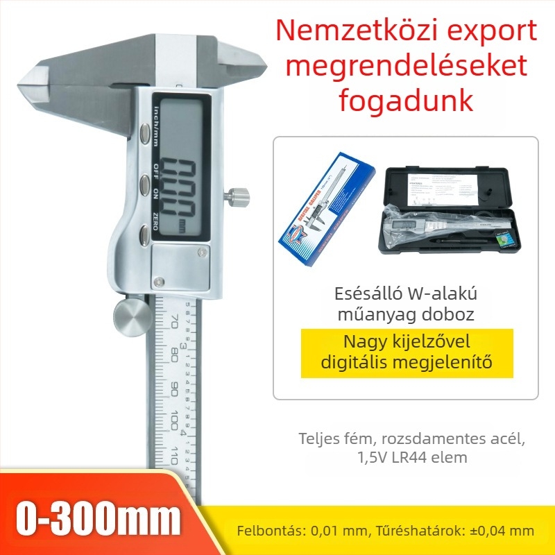 Digitális tolómérő rozsdamentes acélból – elektromos mérőeszköz, nagy pontosságú