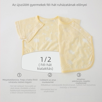 Szerzetes-stílusú nyári baba top rövid ujjúval, kerek nyakkal, 60% pamut, uniszex, kapucni nélküli