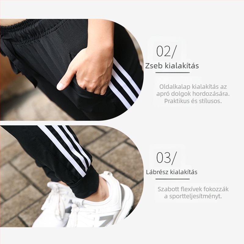 Női magas derekú lazán szabott sportnadrág, kötött anyagú poliészter/elasztán, 89%/11%