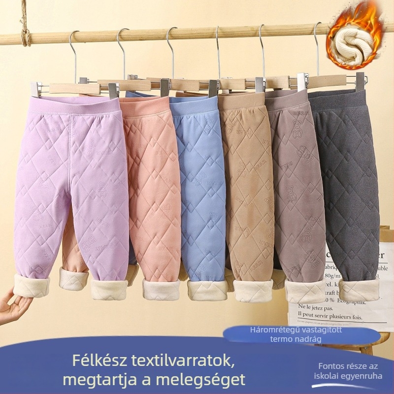 Iskolai egyenruha gyerekeknek – ősz-téli, háromrétegű fleece-beléssel, középmagas derékrész, poliészteranyag
