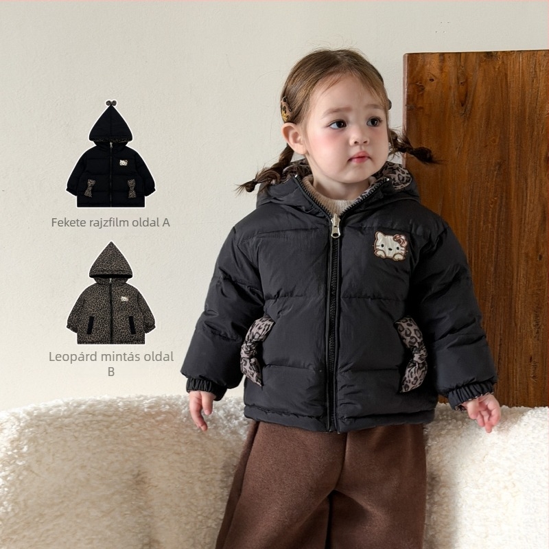 Gyerekeknek szóló tollkabát, koreai stílus, 86–90% pehelytartalom, téli modell 2025, középhosszú, nylon külső és bélés