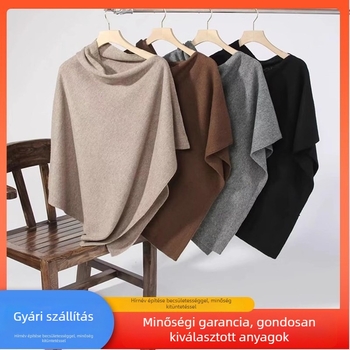 100% Merinó gyapjú kötött shawl cape, unisex, egész éves viselet