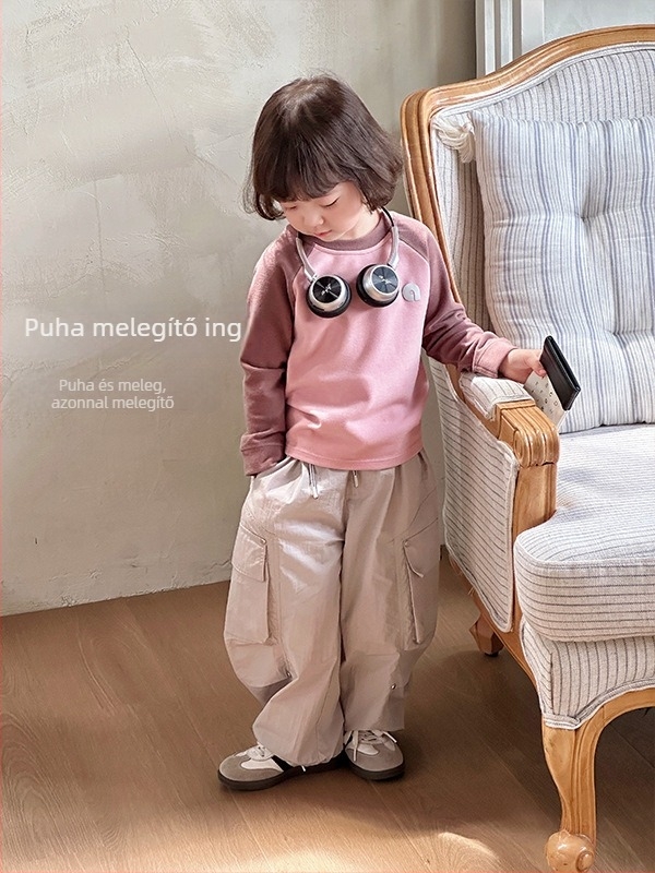 Lyocell gyerek felső, bolyhos puha felület, uniszex, kerek nyakú, 3–8 évesek
