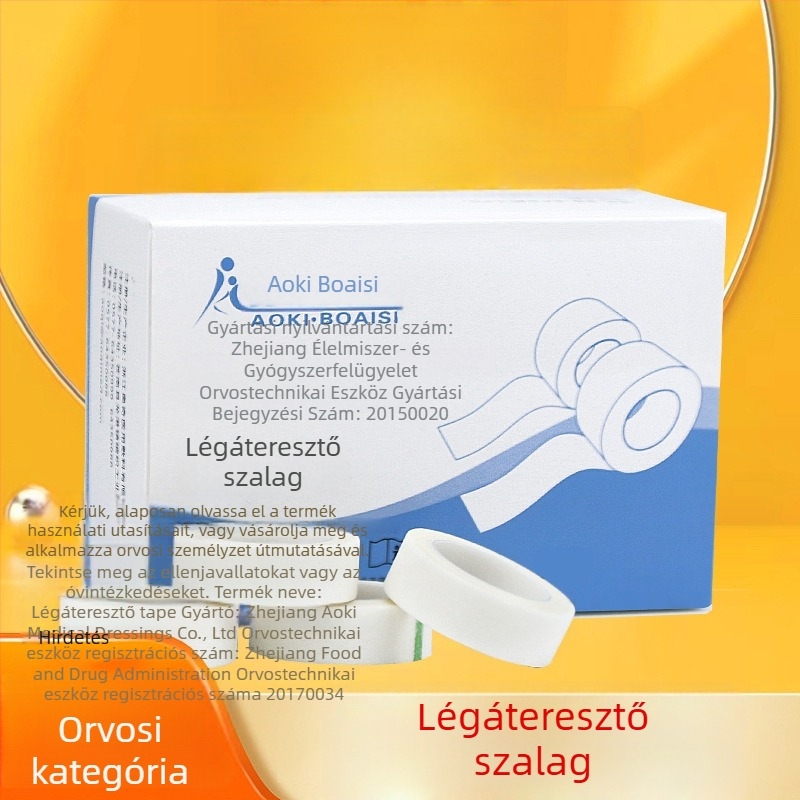 PE mikroporózus, átlátszó könnyen téphető ragasztószalag infúzióhoz – nyomtatott logóval, 2 mm vastagság