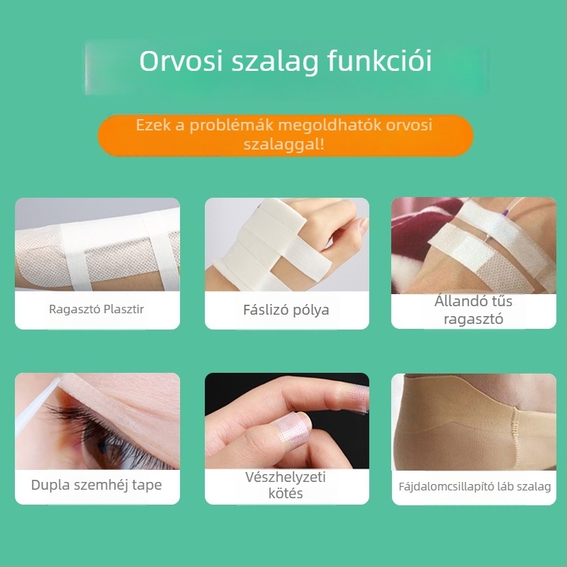 PE mikroporózus, átlátszó könnyen téphető ragasztószalag infúzióhoz – nyomtatott logóval, 2 mm vastagság