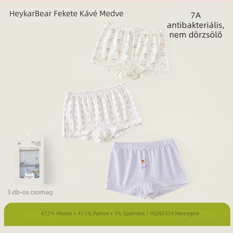 Black Coffee Bear Lányoknak antibakteriális modal pamut boxer alsók, 3 darabos készlet