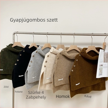 Női gyapjúkeverék sál egyszerű mintázattal, gombos nyakzárás, téli meleg, elegáns stílus