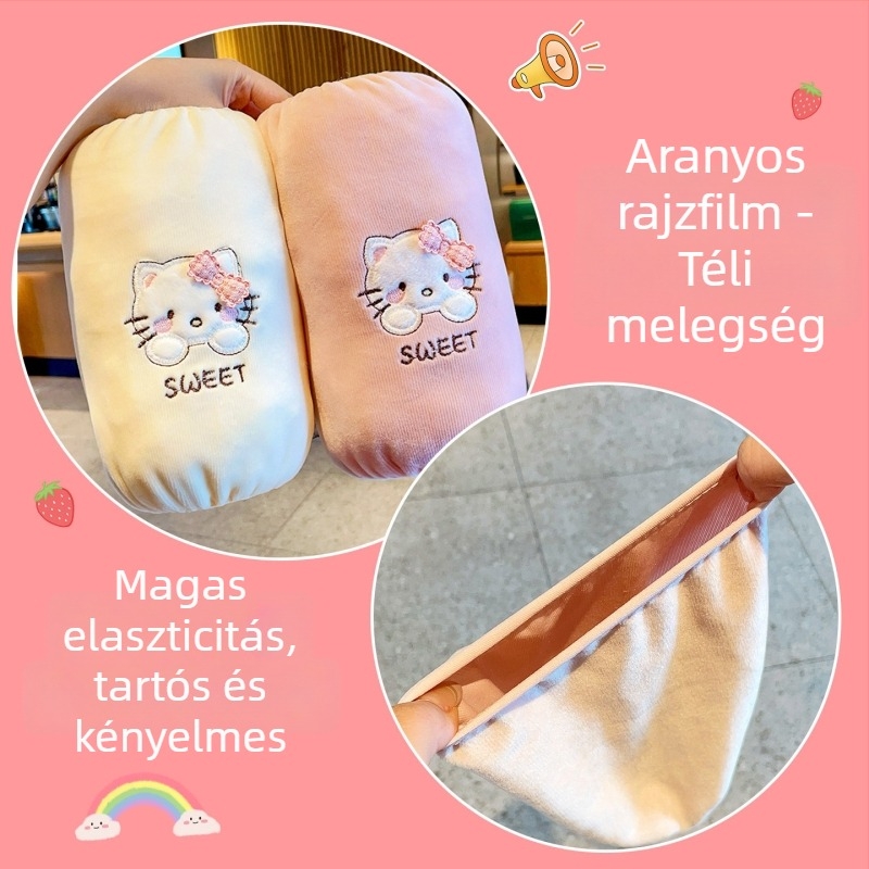 Gyerek ujjjvédők – anti-szennyeződés, fleece bélés, hímzés, kartún minta, 1–8 évesek