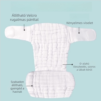 Csecsemő pamut géz pelenkanadrág – egyrészes, mosható, lélegző edzőpelenka, 0–12 hónap
