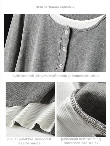 Japán-koreai laza stílusú hosszú ujjú felső, modal szál, viszkóz rost, kerek nyakú