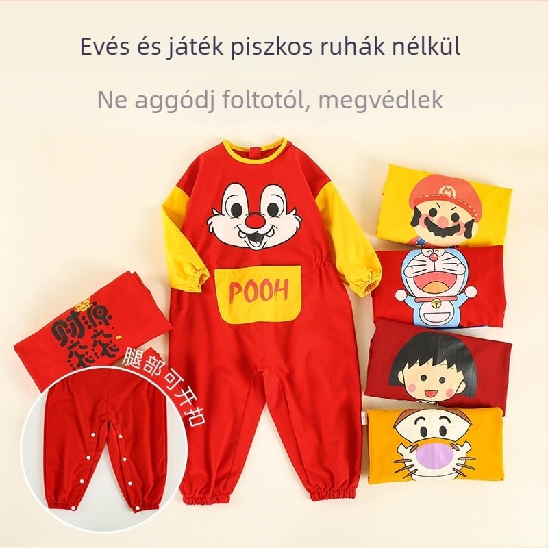 Gyermekeknek szóló vízálló egyrészes overál hosszú ujjú, rajzfilm mintával, 100% poliészter, Anbei Child márka, biztonsági osztály A