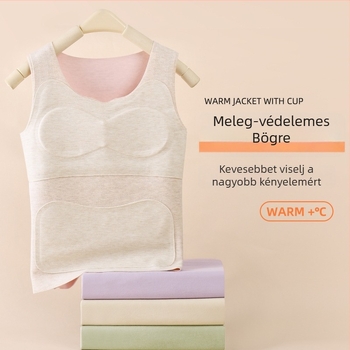 Lányoknak tervezett thermális alaprétegű mellény kapucnival, dupla réteg, vast poliészter anyag, állatmintás, velúr bélés