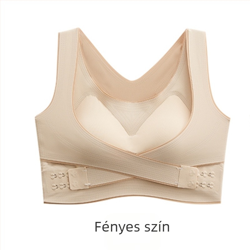 Nylon sportmelltartó-top párnázott, vezeték nélküli, vékonyan formázott kosarak, teljes kosár, keresztezett oldalsó csatok