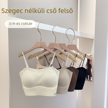 Sima varrás nélküli váll nélküli melltartó-kamizol, párnázott, nylon, 3/4 kosár, csőtop típus