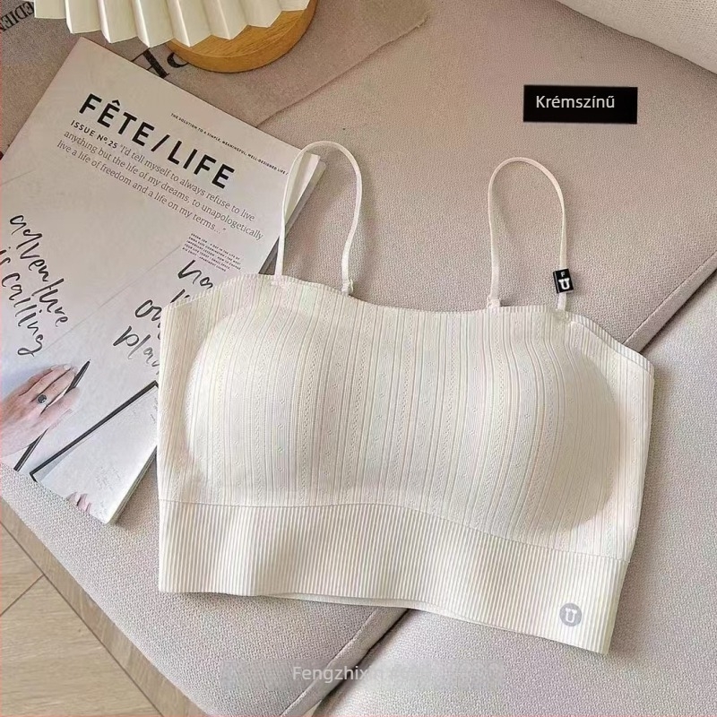 Sima varrás nélküli váll nélküli melltartó-kamizol, párnázott, nylon, 3/4 kosár, csőtop típus